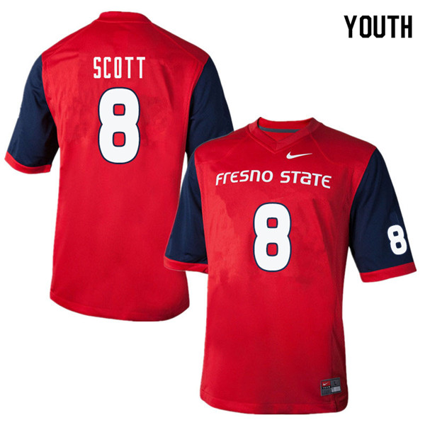 Youth #8 Da'Mari Scott Fresno State Bulldogs College Football Jerseys Sale-Red - Click Image to Close